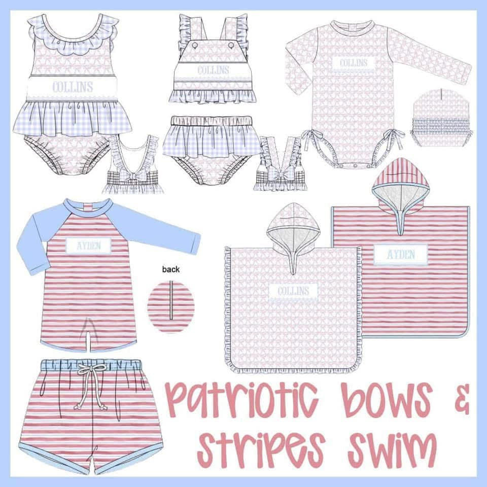 Patriotic Bows & Stripes Swim Preorder