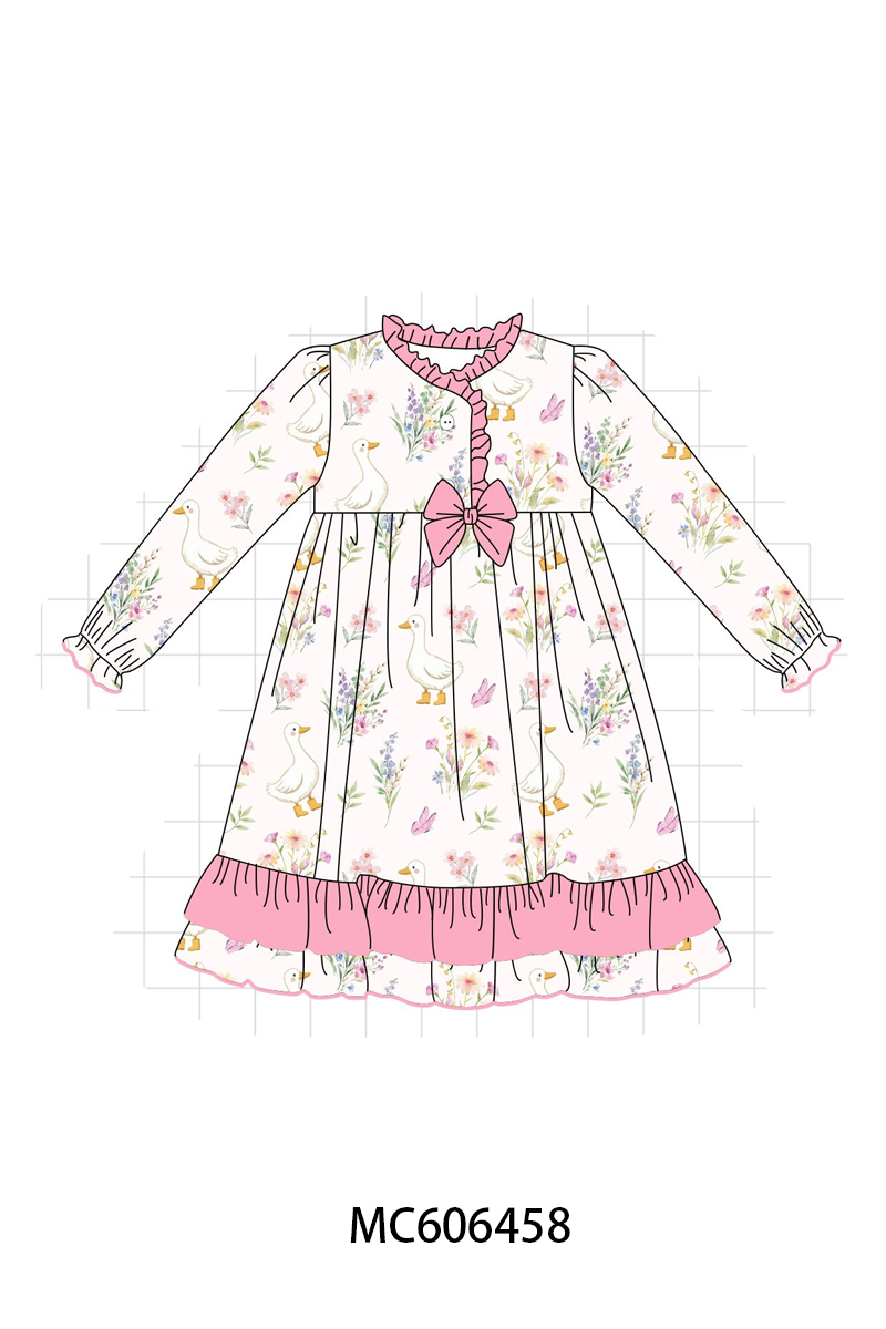 PO96 Pink goose floral ruffle bamboo collection