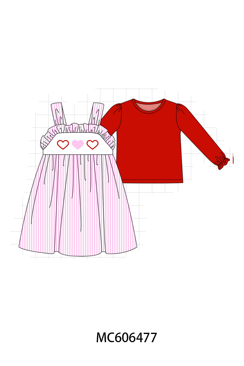 PO96 Pink heart embroidery stripe collection