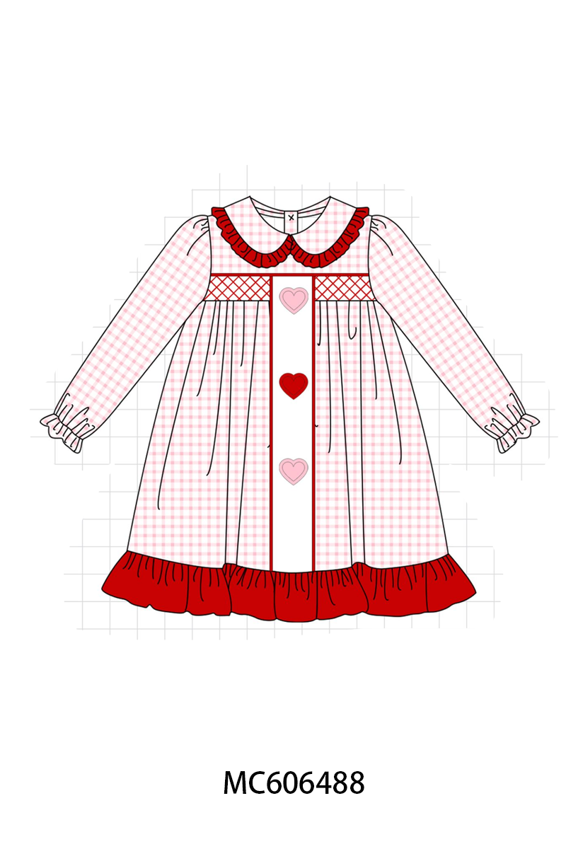 PO96 Red&blue heart excavator smocked collection