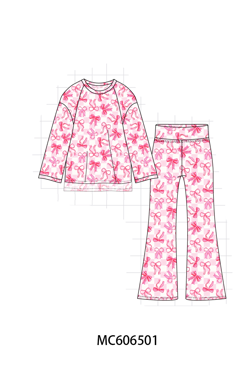 PO96 Pink bow checkered bamboo collection