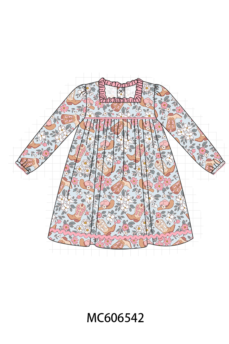 PO96 Pink western boots floral collection