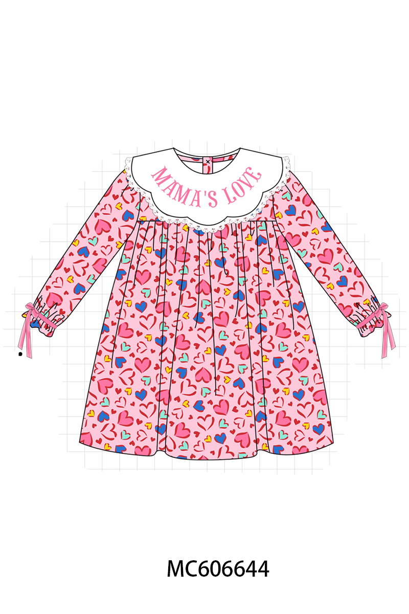 PO96 Pink MAMA'S LOVE embroidery heart collection