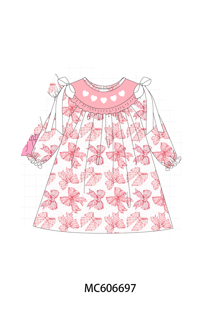 PO96 Pink heart embroidery bow collection