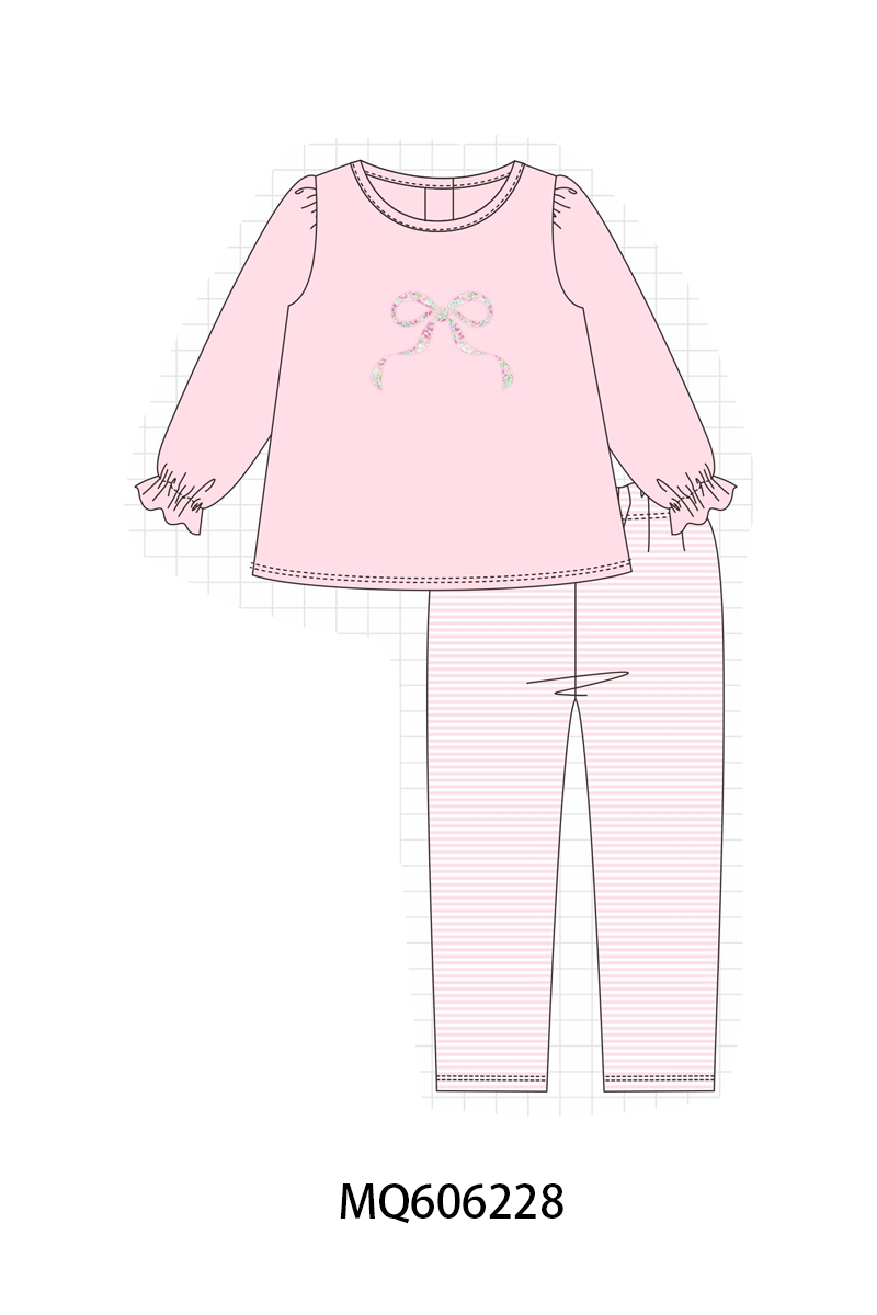 PO97 Pink floral bow applique collection