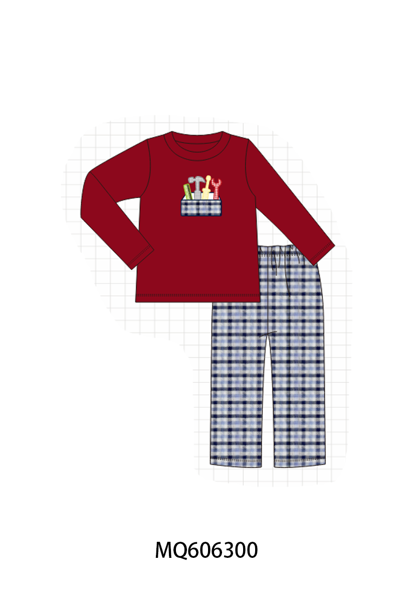 PO97 Red tools applique plaid collection