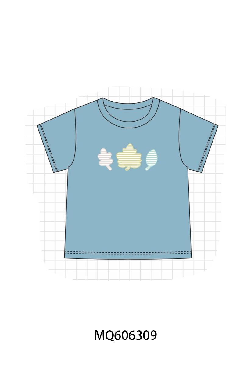 PO97 Teal leaves applique collection