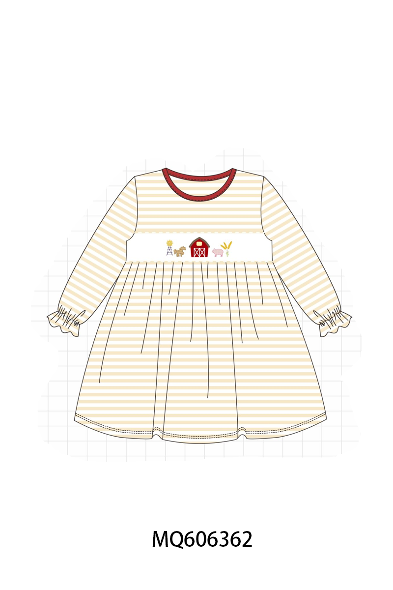 PO97 Red farm embroidery stripe collection