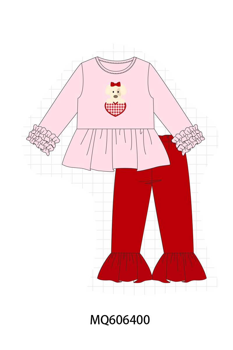 PO97 Blue&pink puppy heart applique collection