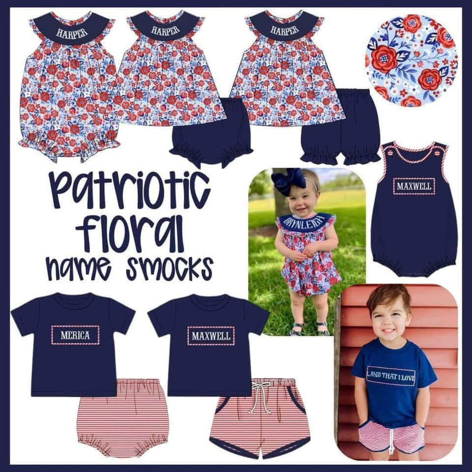 Patriotic Floral Name Smock Preorder