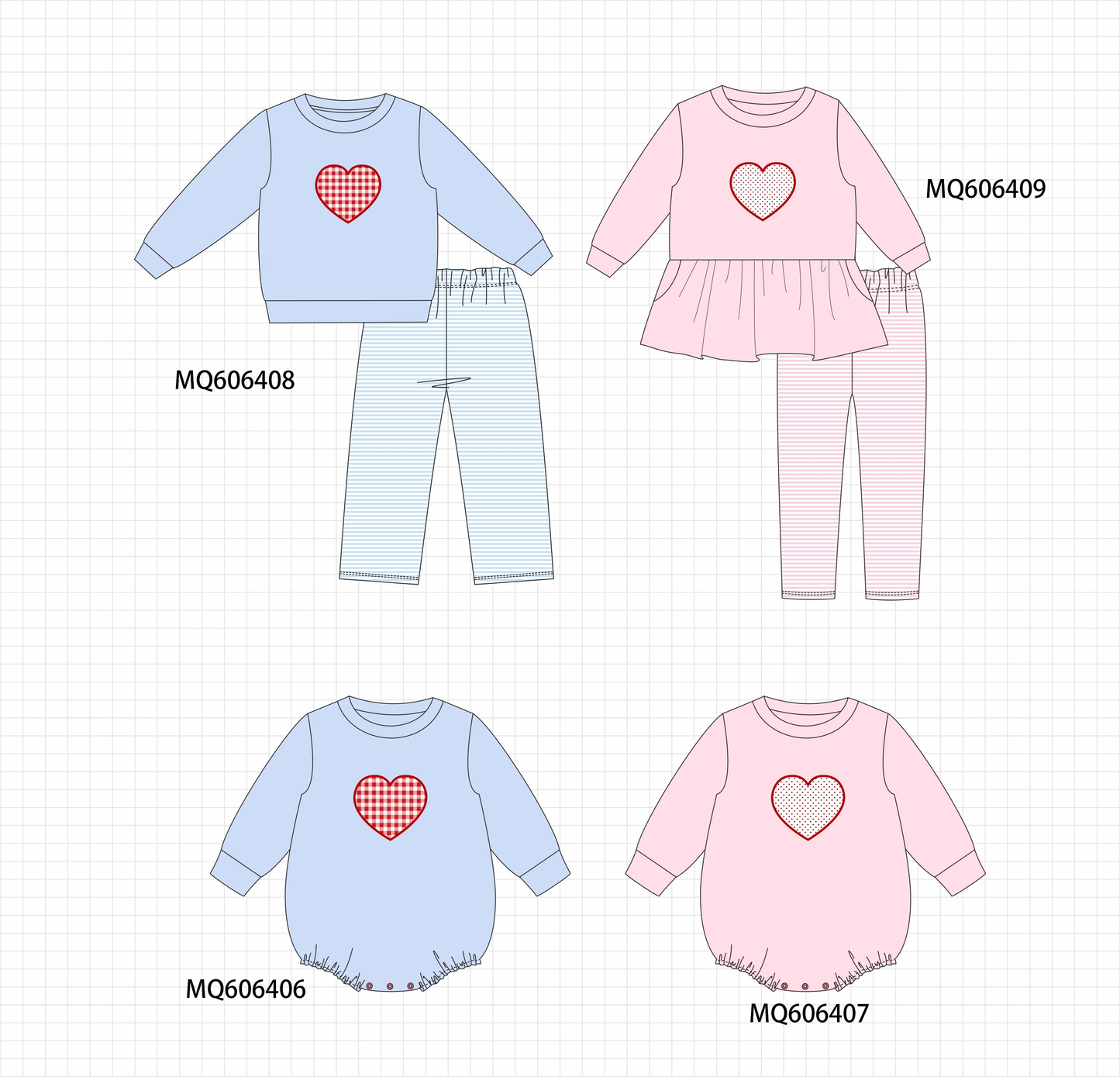 PO97 Blue&pink heart applique collection