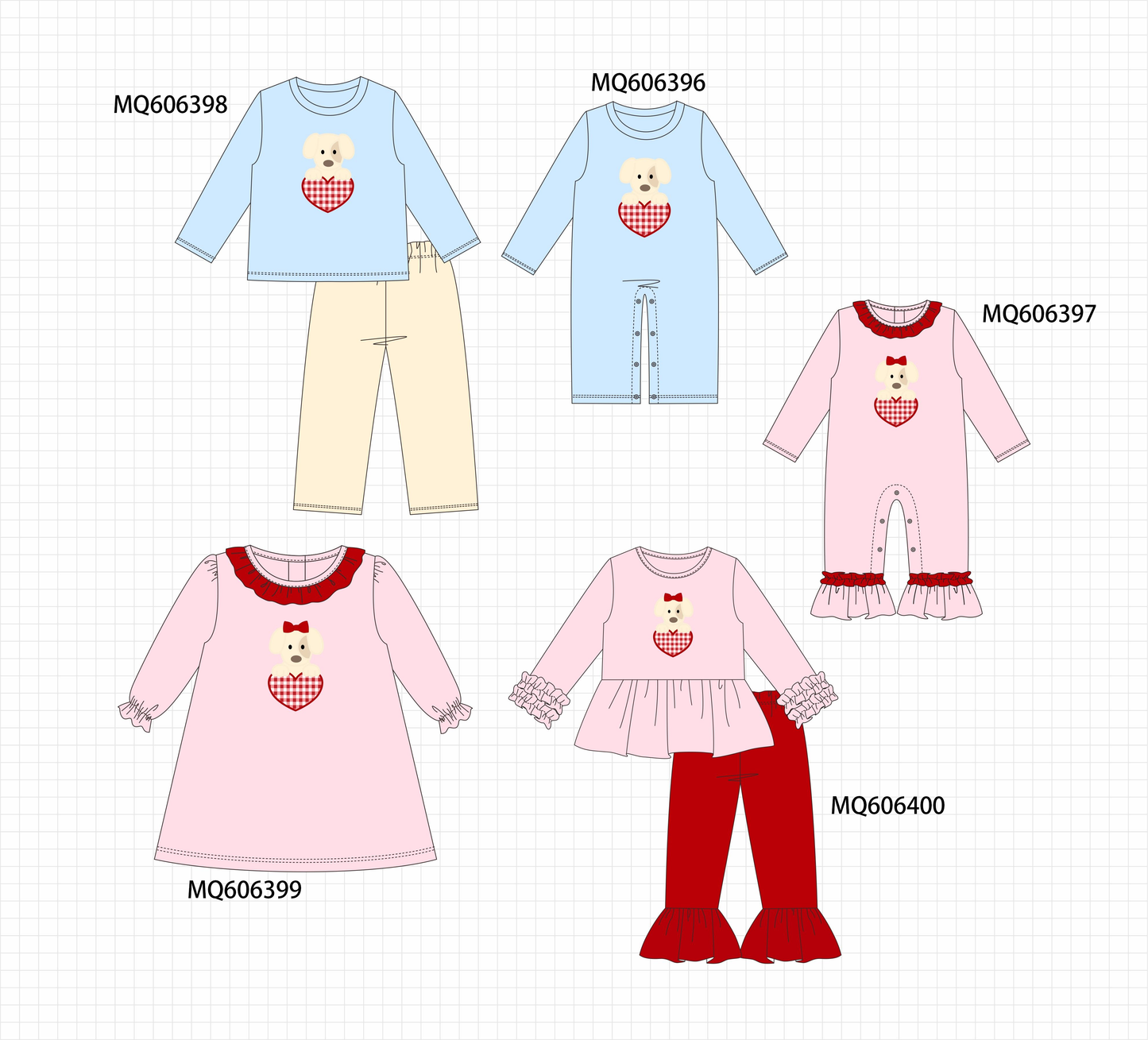 PO97 Blue&pink puppy heart applique collection