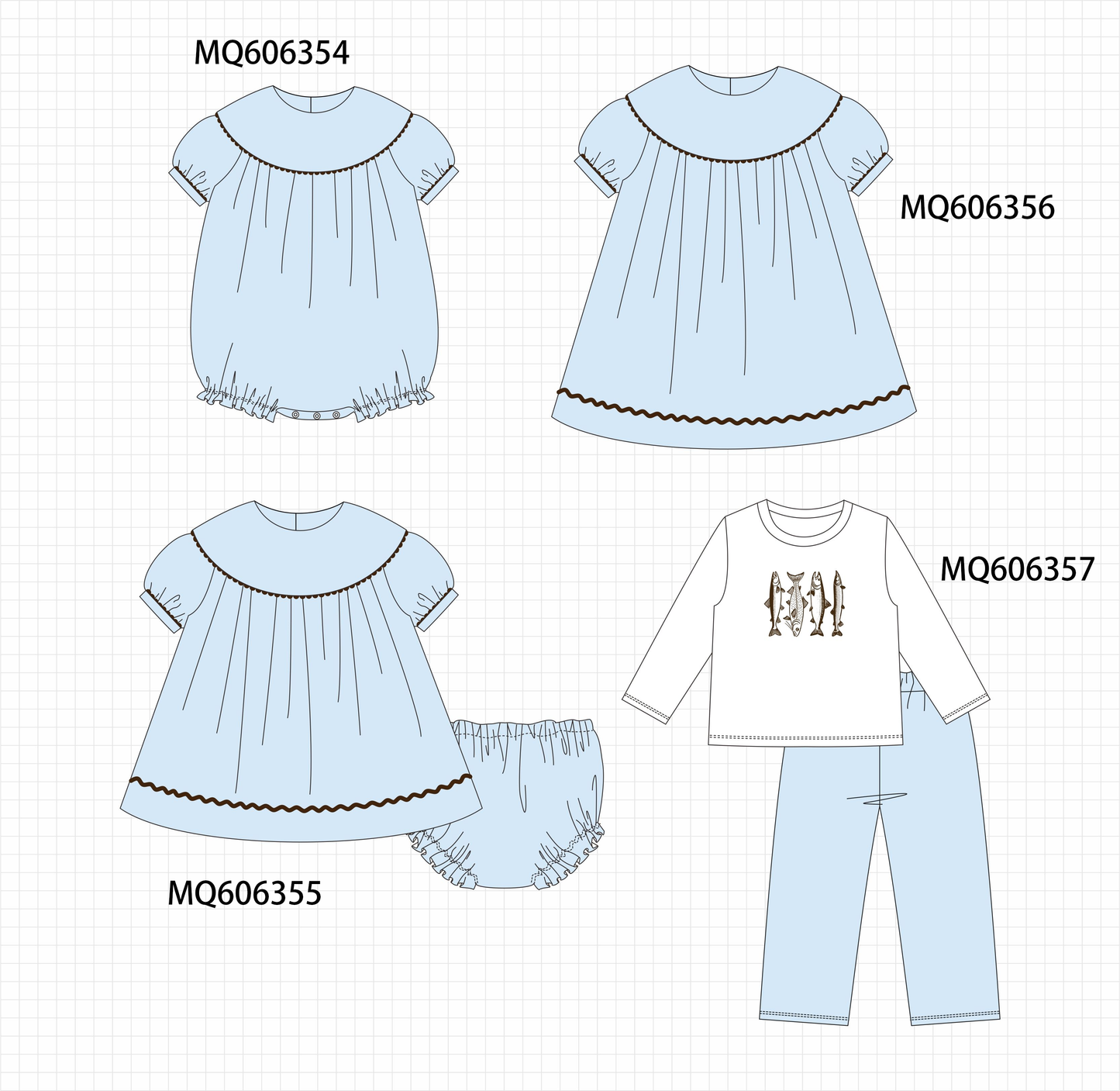 PO97 Blue fish print collection