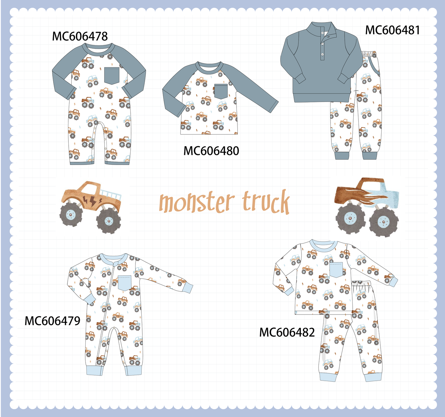 PO96 Blue gray monster truck print collection