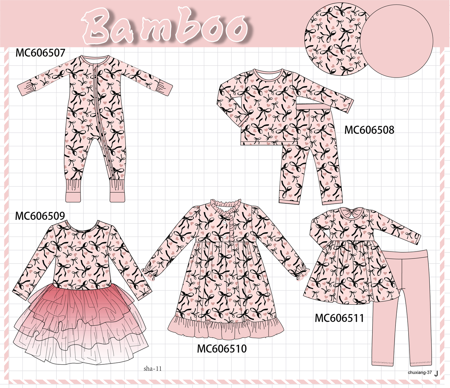 PO96 Blush bow heart bamboo collection