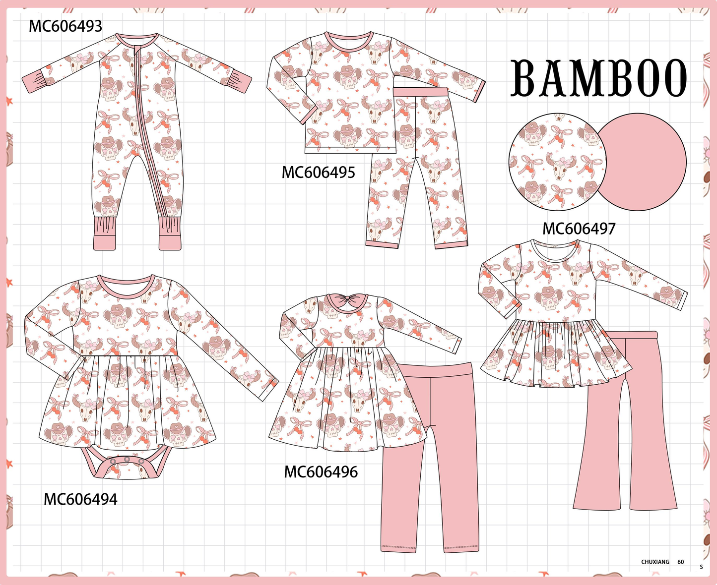 PO96 Blush western cowgirl bow bamboo collection