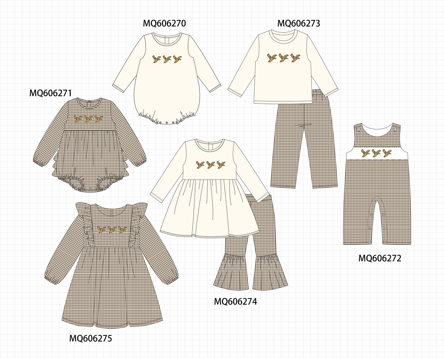 PO97 Brown duck embroidery gingham collection