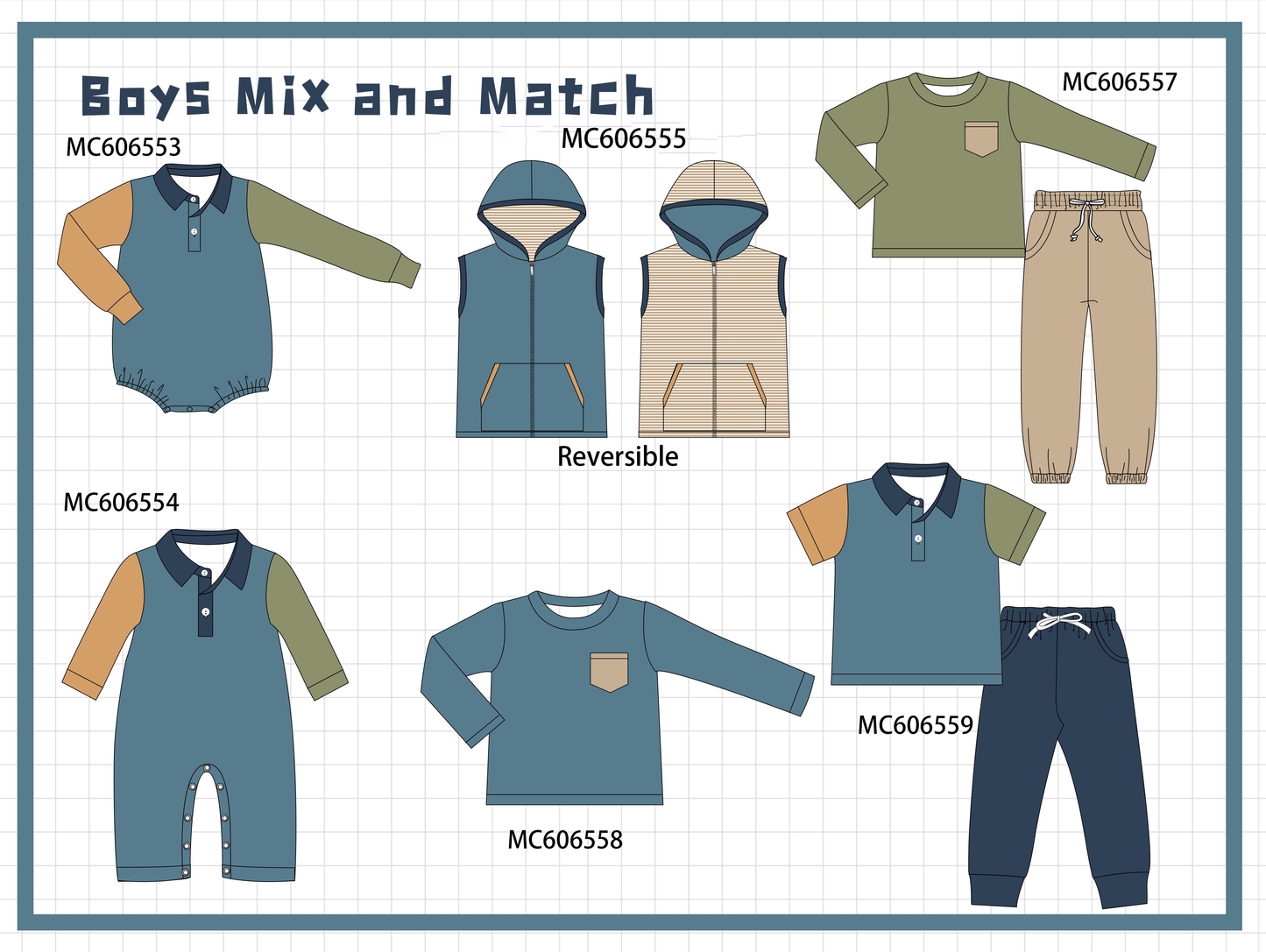 PO96 Color block boys mix and match collection