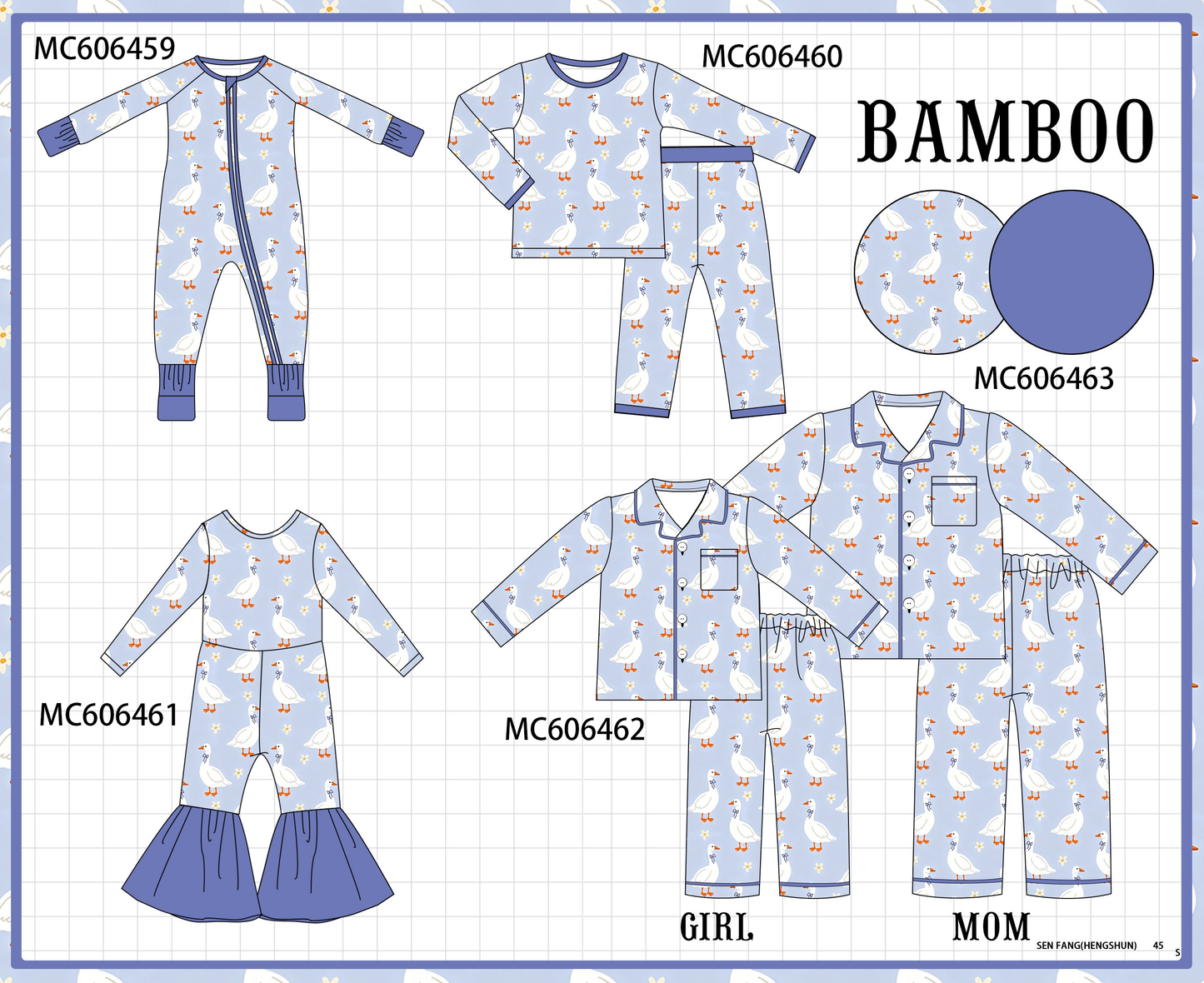 PO96 Dusty blue goose bamboo collection