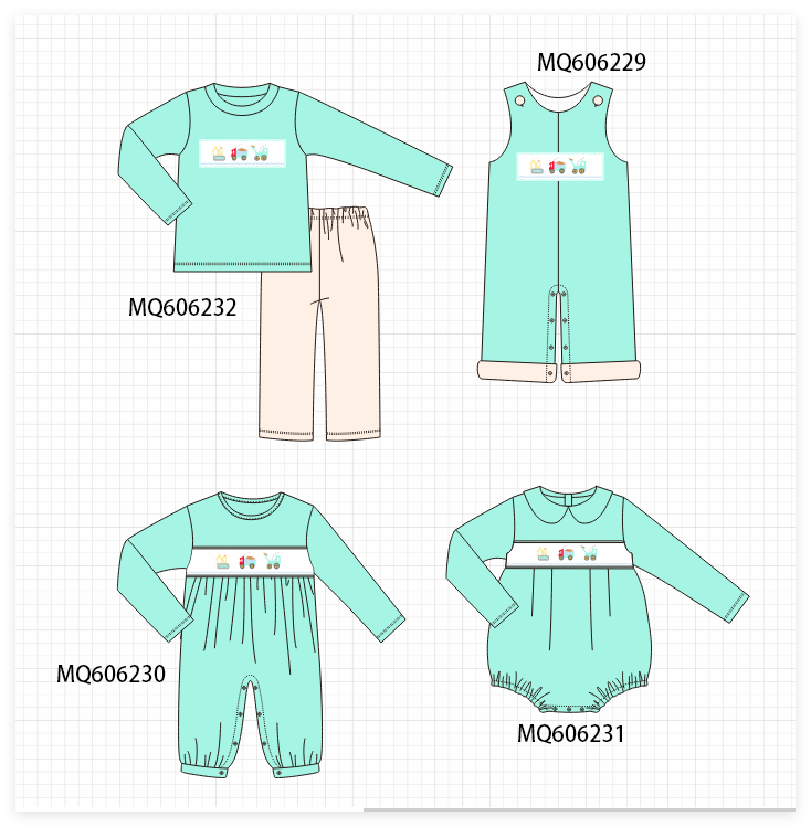 PO97 Green excavator embroidery collection