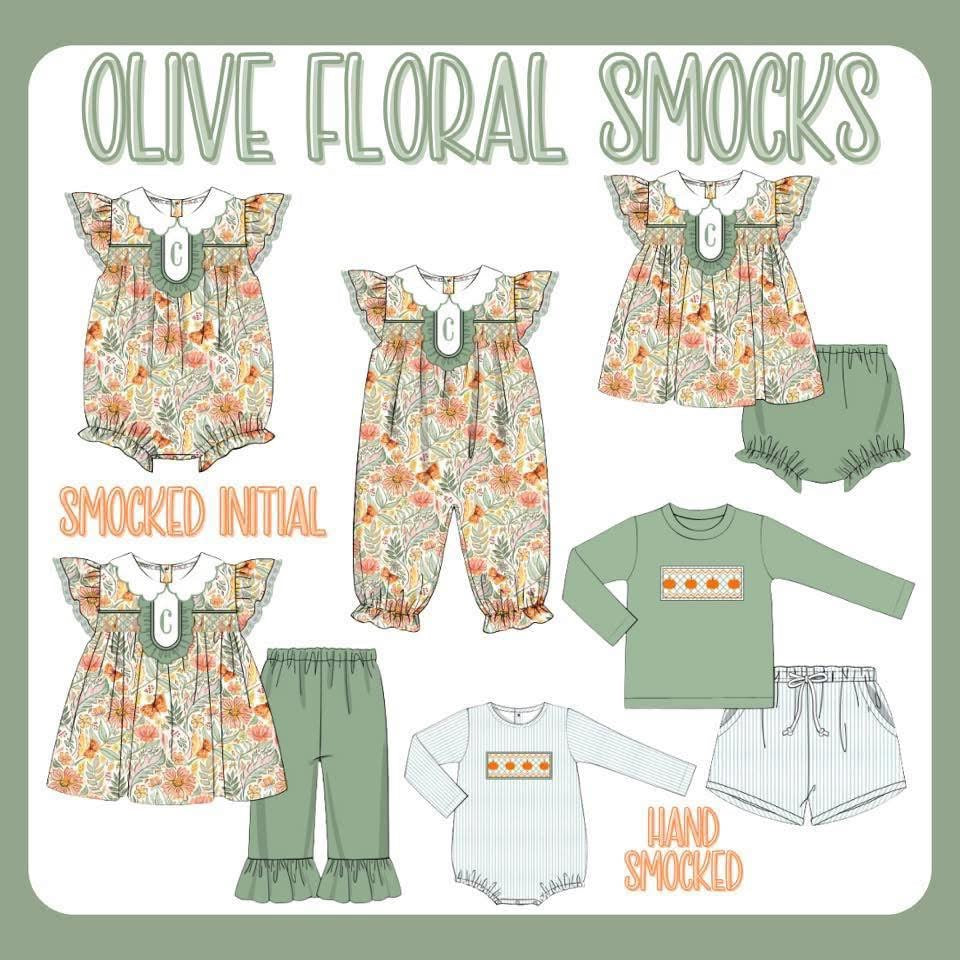 Olive Floral Smock Preorder
