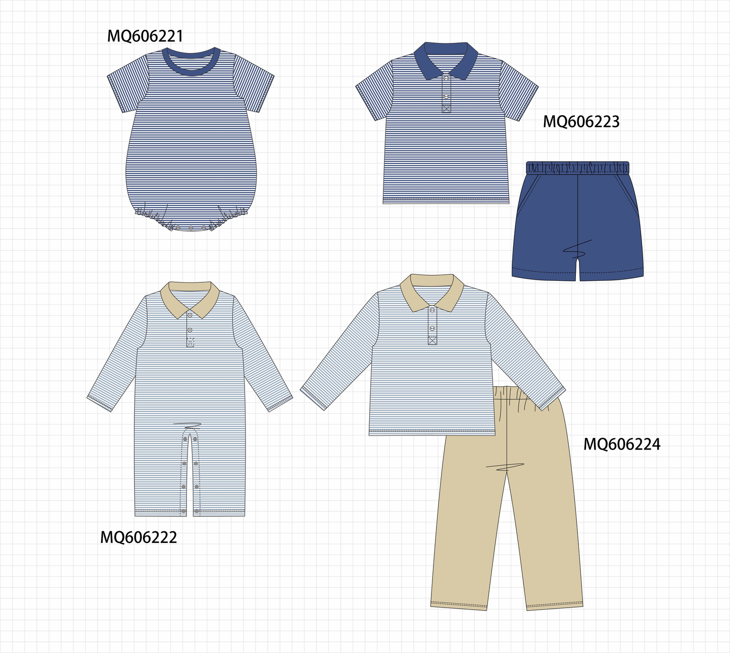 PO97 Khaki&blue stripe boy collection