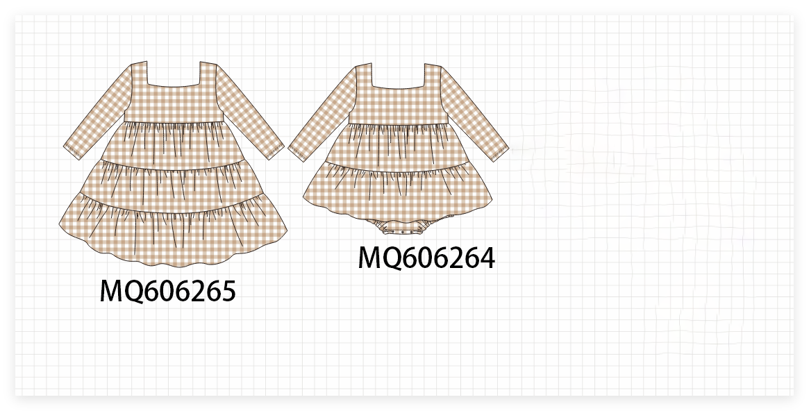PO97 Khaki gingham tiered collection