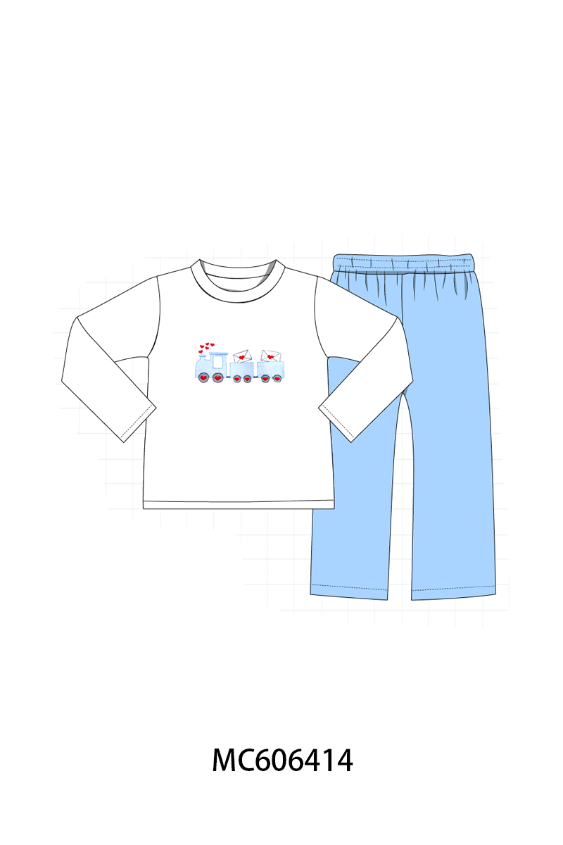 PO96 Pink&blue valentine's day train letter embroidery collection