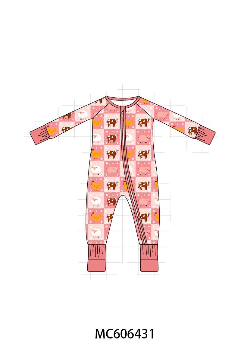 PO96 Pink farm checkered bamboo collection