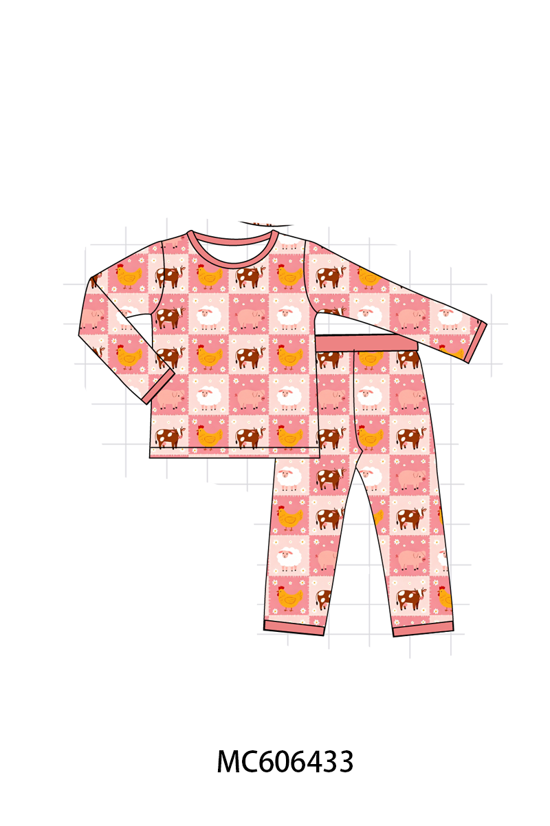 PO96 Pink farm checkered bamboo collection