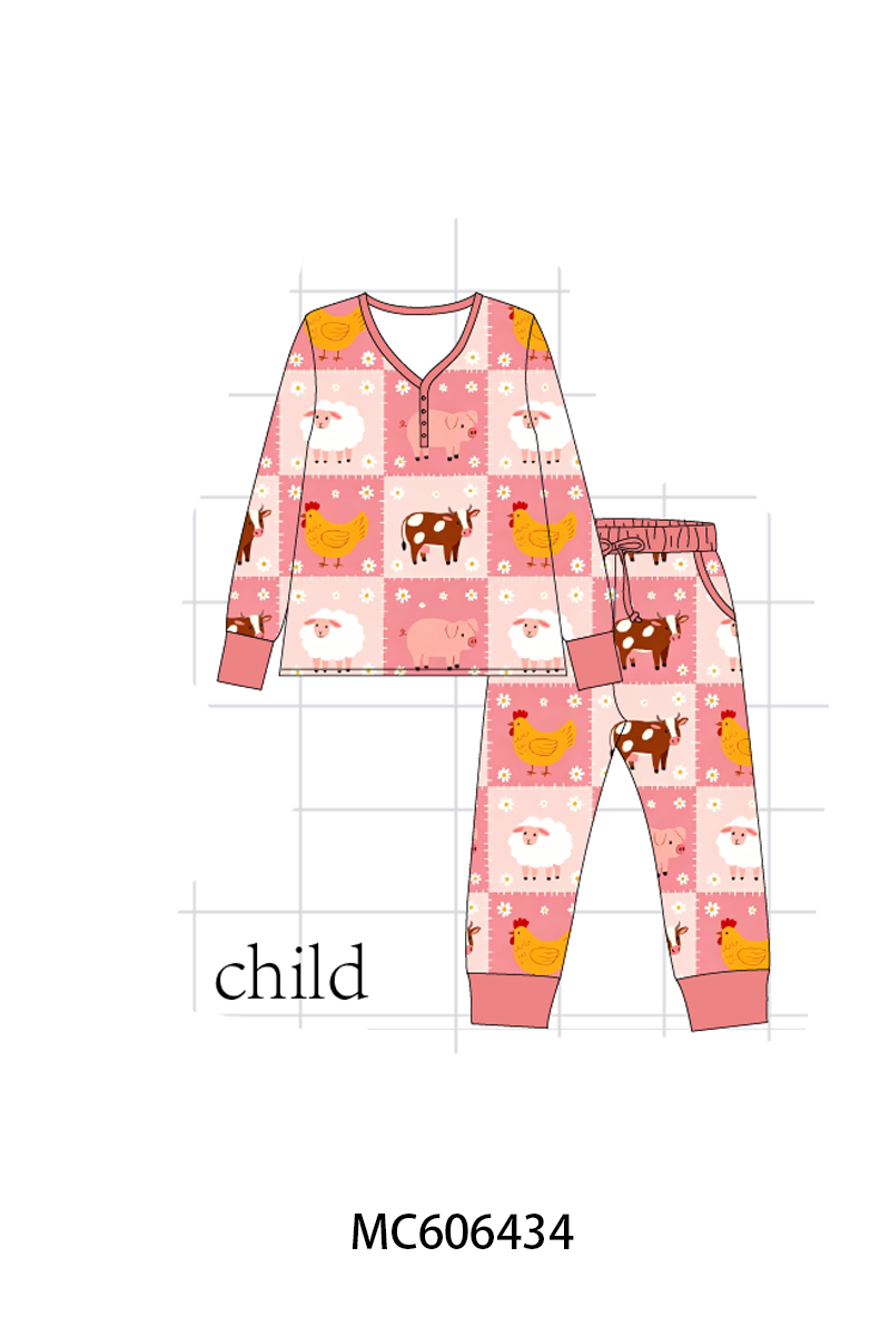 PO96 Pink farm checkered bamboo collection