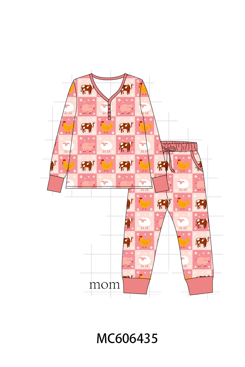 PO96 Pink farm checkered bamboo collection