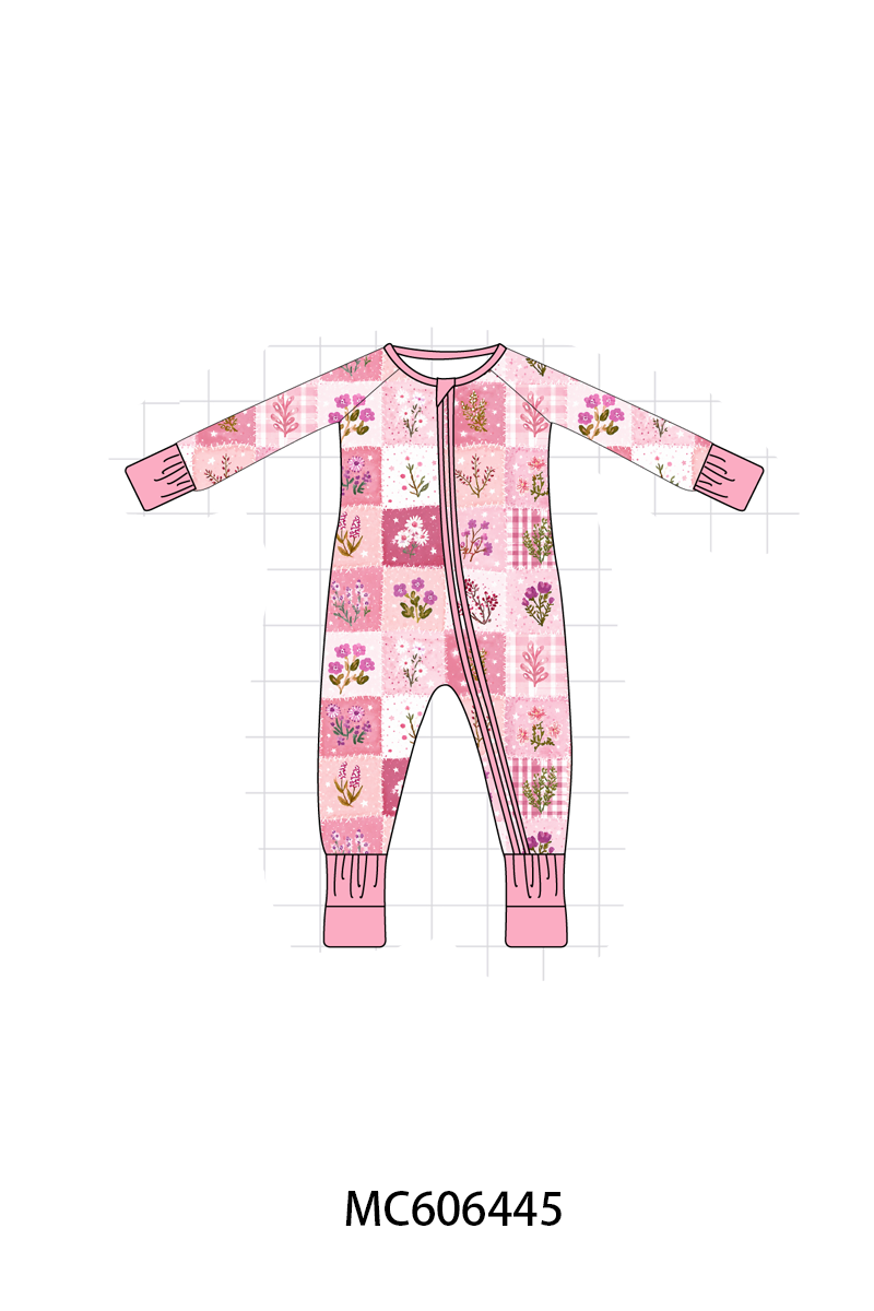 PO96 Pink floral checkered bamboo collection