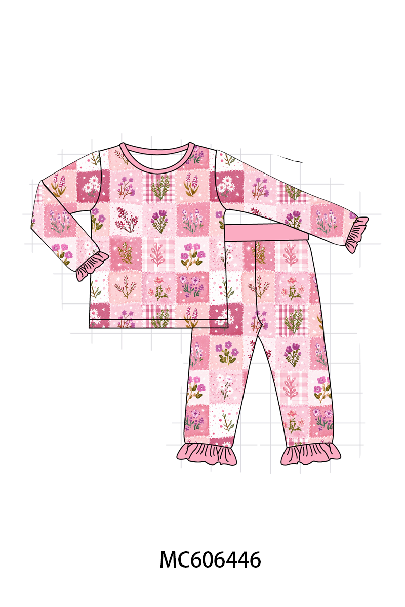 PO96 Pink floral checkered bamboo collection