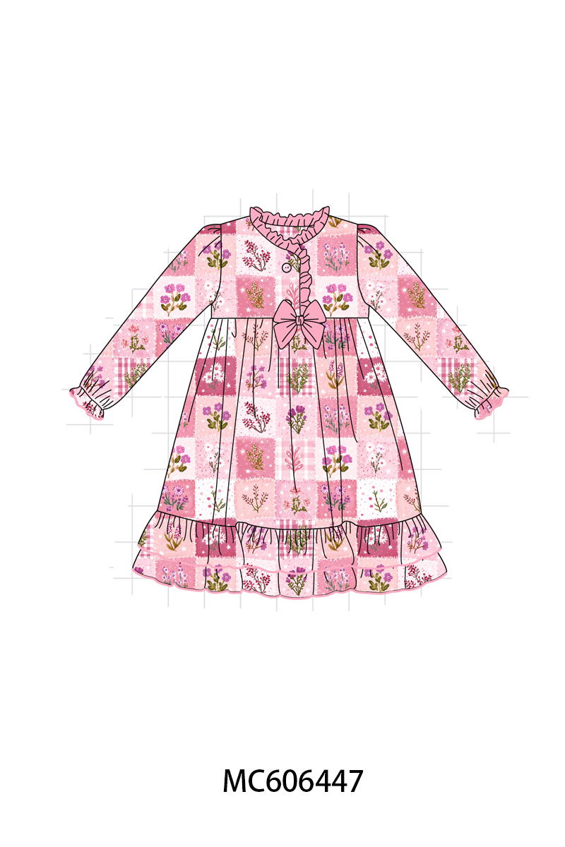 PO96 Pink floral checkered bamboo collection