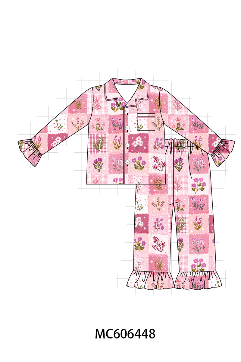 PO96 Pink floral checkered bamboo collection