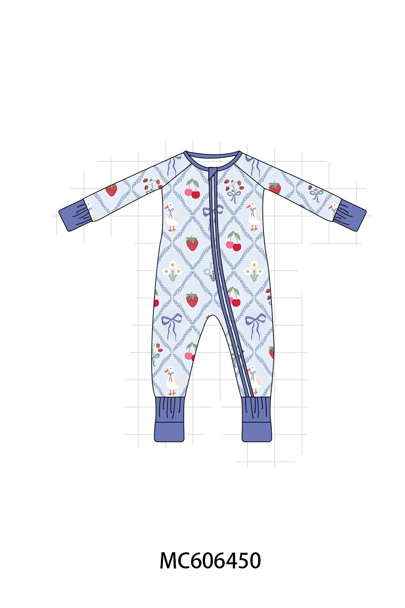 PO96 Dusty blue strawberry bow bamboo collection