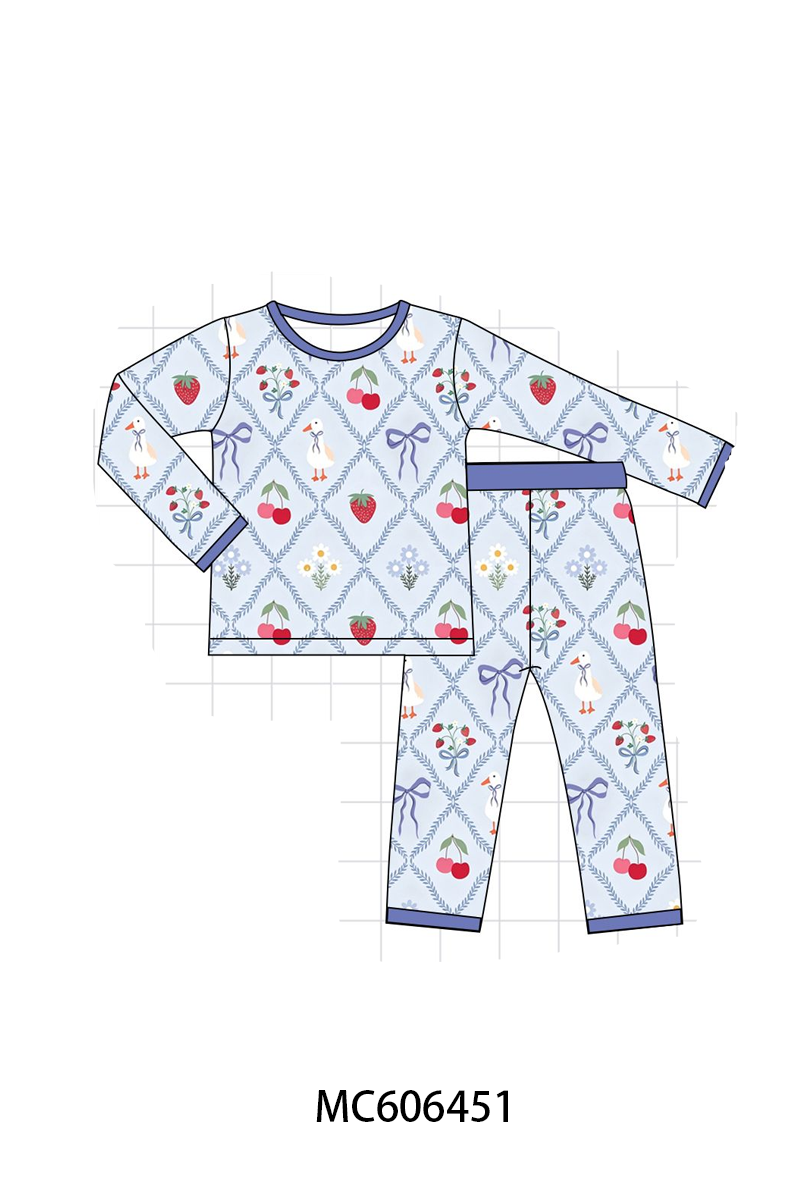 PO96 Dusty blue strawberry bow bamboo collection