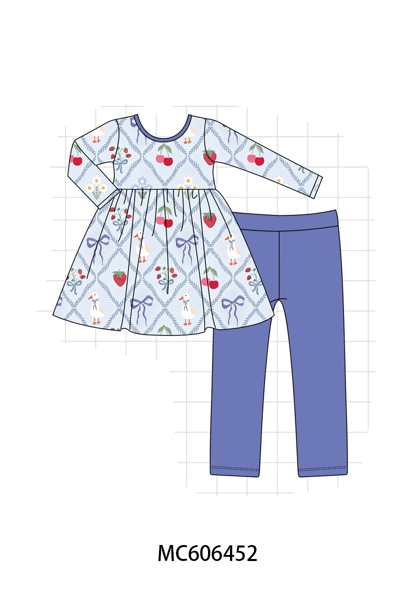 PO96 Dusty blue strawberry bow bamboo collection