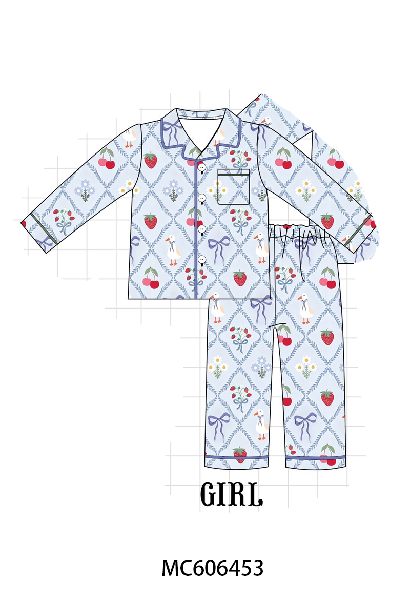 PO96 Dusty blue strawberry bow bamboo collection