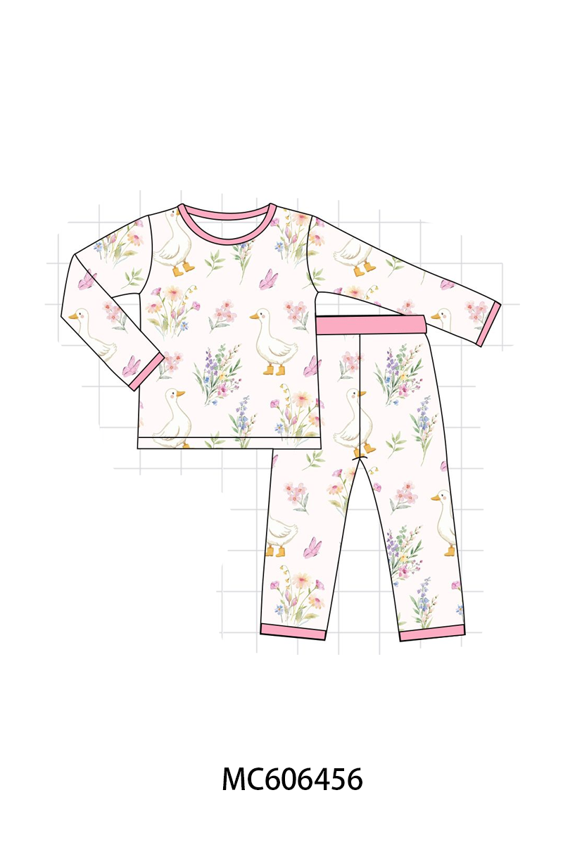 PO96 Pink goose floral ruffle bamboo collection