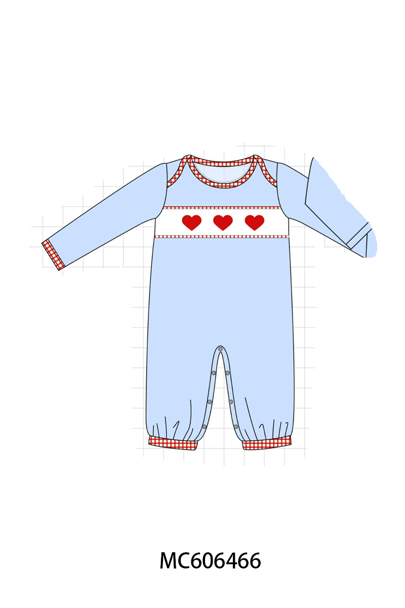 PO96 Blue heart smocked swiss dot collection
