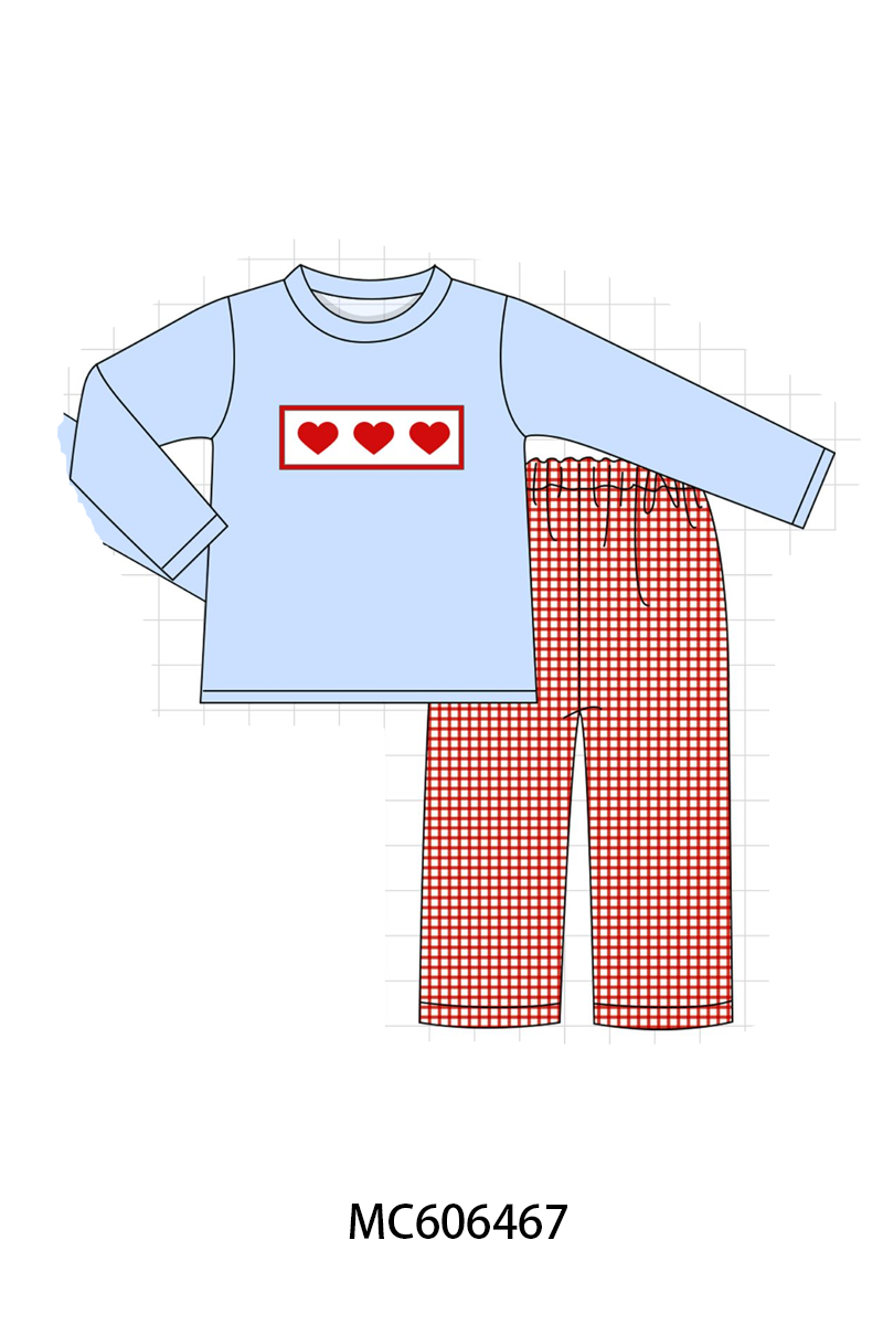 PO96 Blue heart smocked swiss dot collection