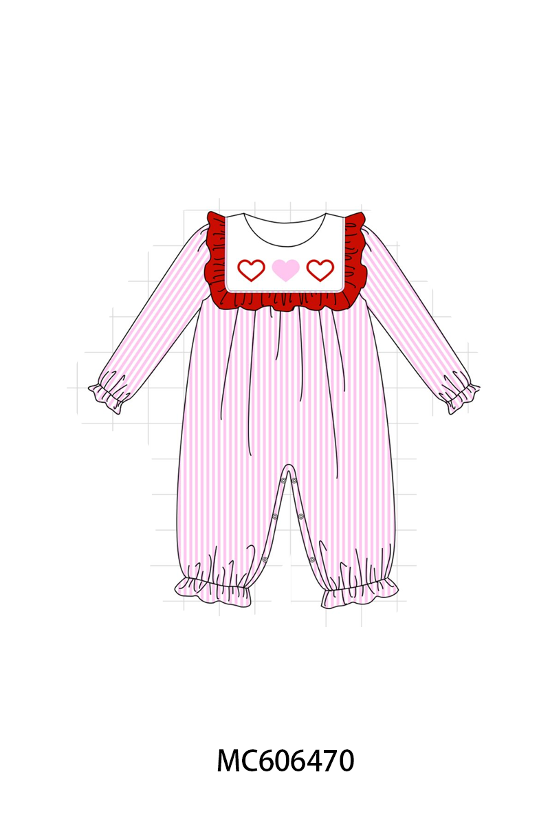 PO96 Pink heart embroidery stripe collection