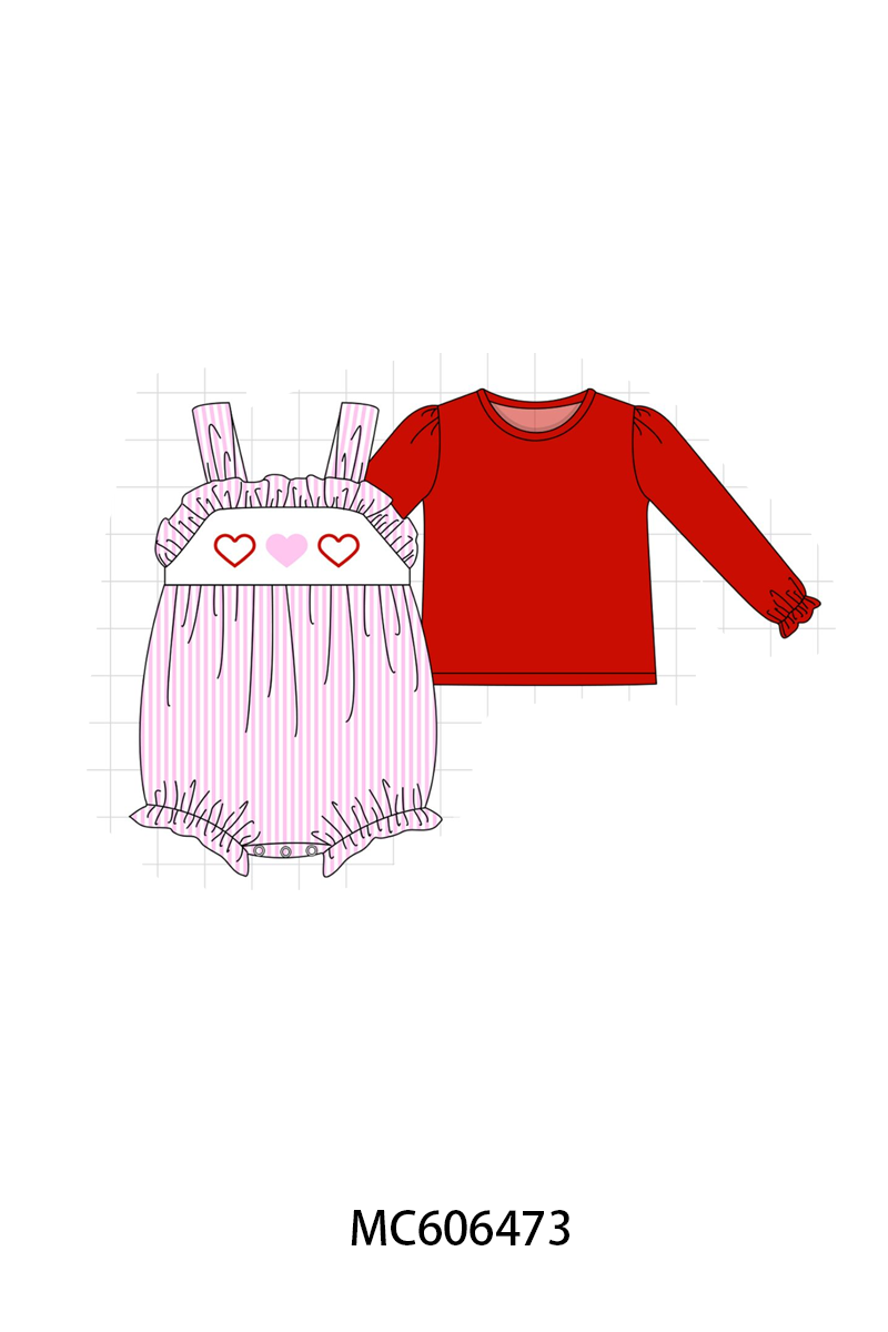 PO96 Pink heart embroidery stripe collection