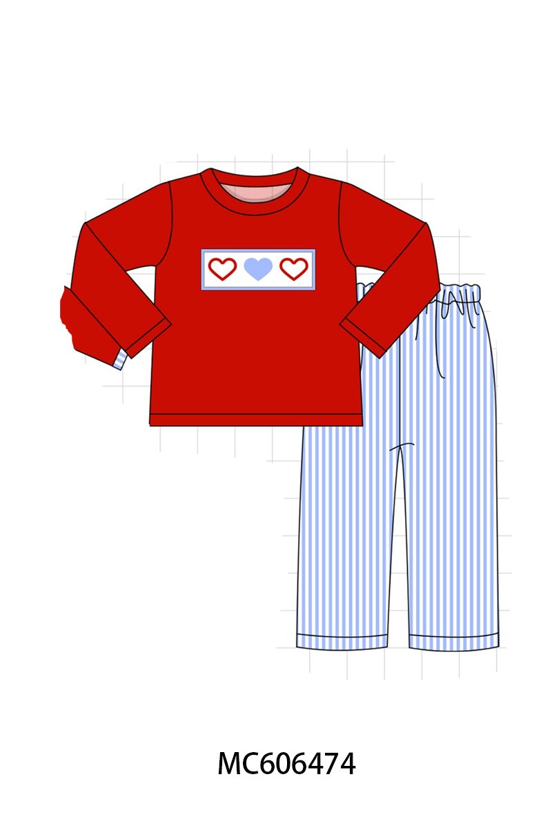 PO96 Pink heart embroidery stripe collection