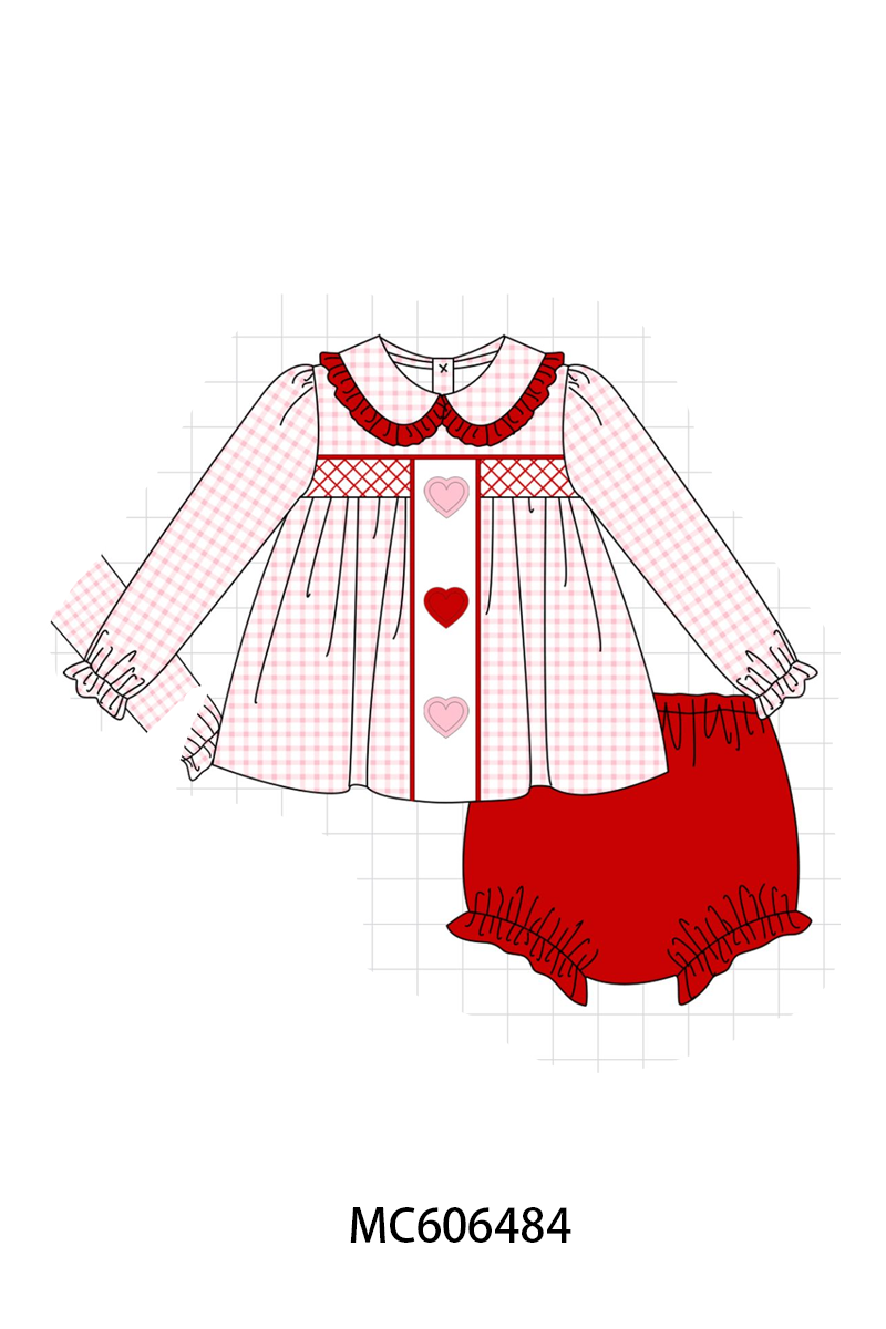 PO96 Red&blue heart excavator smocked collection