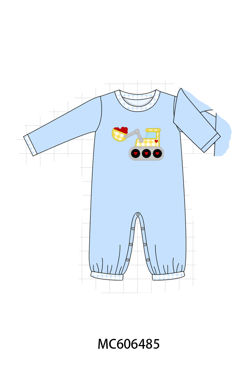 PO96 Red&blue heart excavator smocked collection