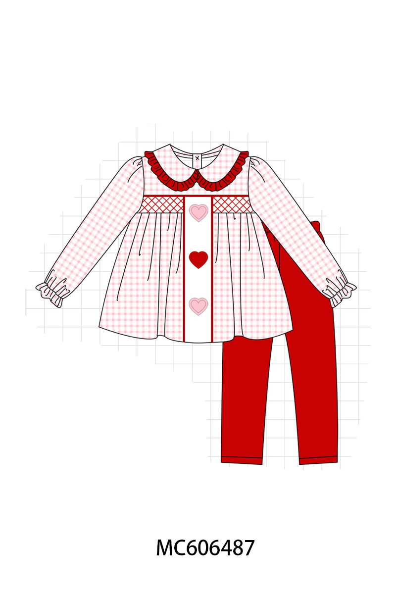PO96 Red&blue heart excavator smocked collection