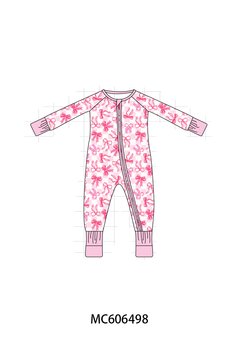 PO96 Pink bow checkered bamboo collection